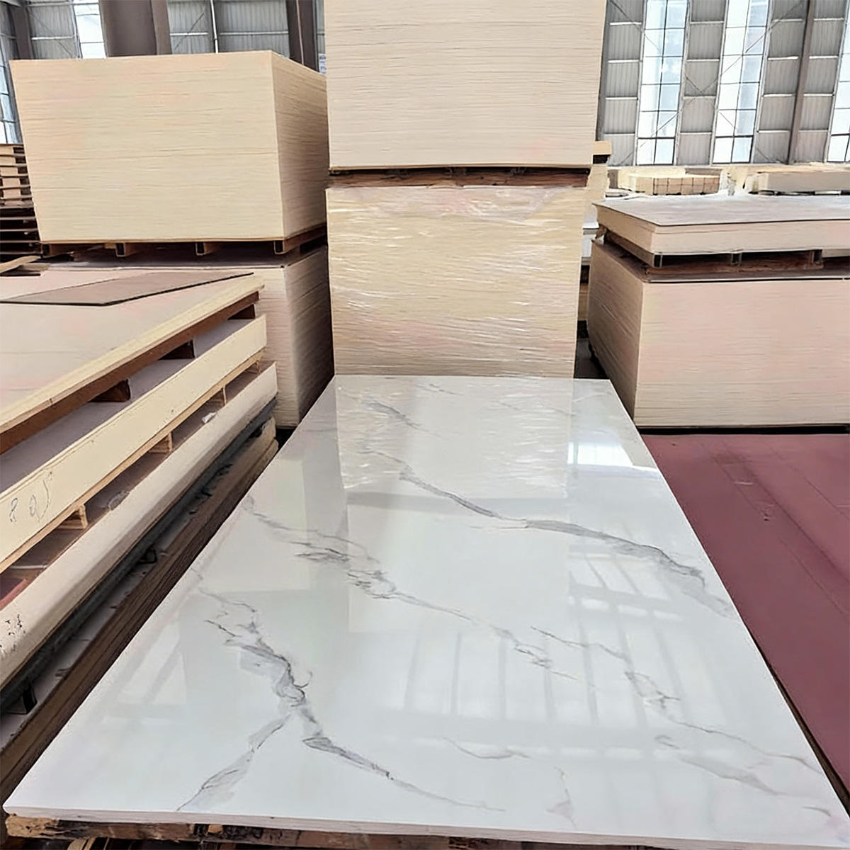 Luxury Decorative Wall Panels Modern Design 3mm PVC Stone Grain Marble Easy Clean Waterproof Fireproof Hotel Exterior Bathroom